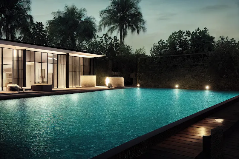 Villa Pampelonne installation et éclairage piscine