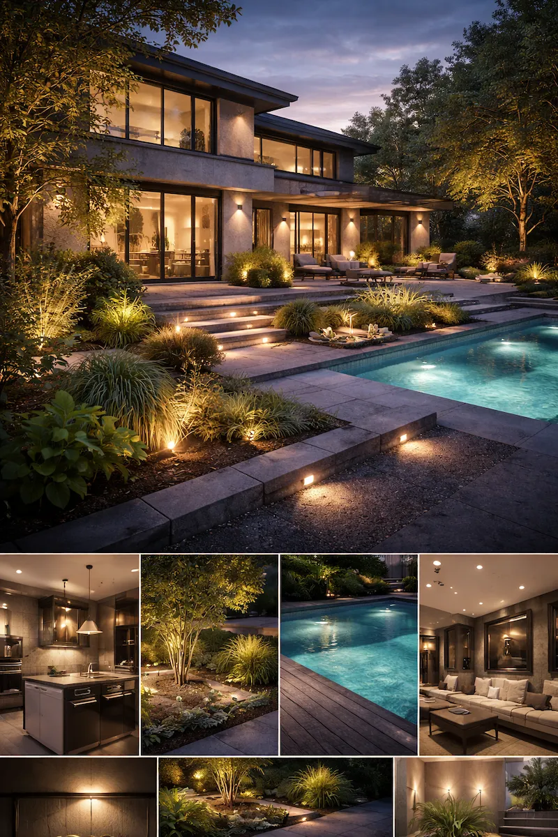 Éclairage architectural villa piscine
